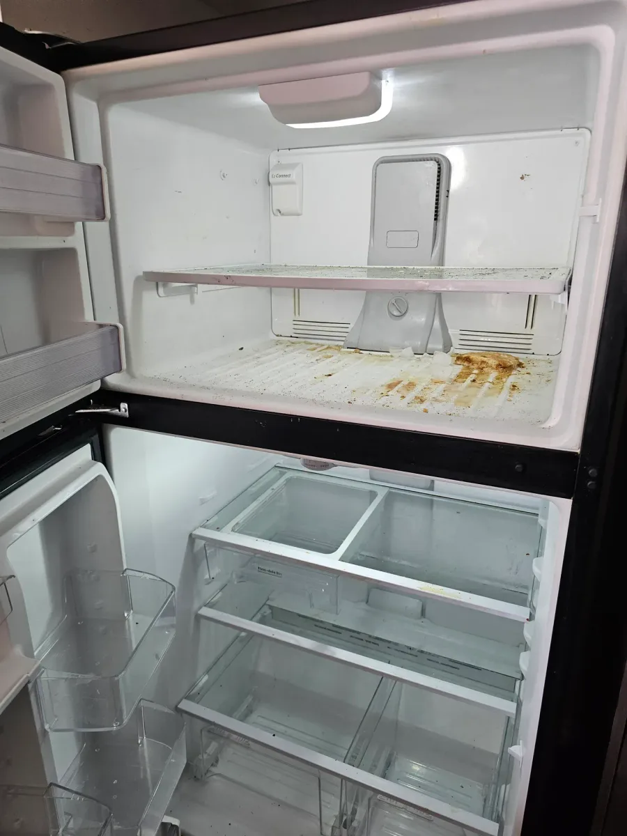 Before: Dirty fridge interior