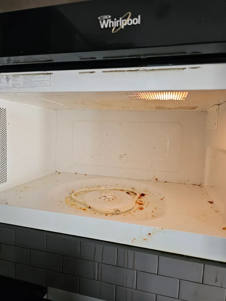 Before: Dirty microwave interior